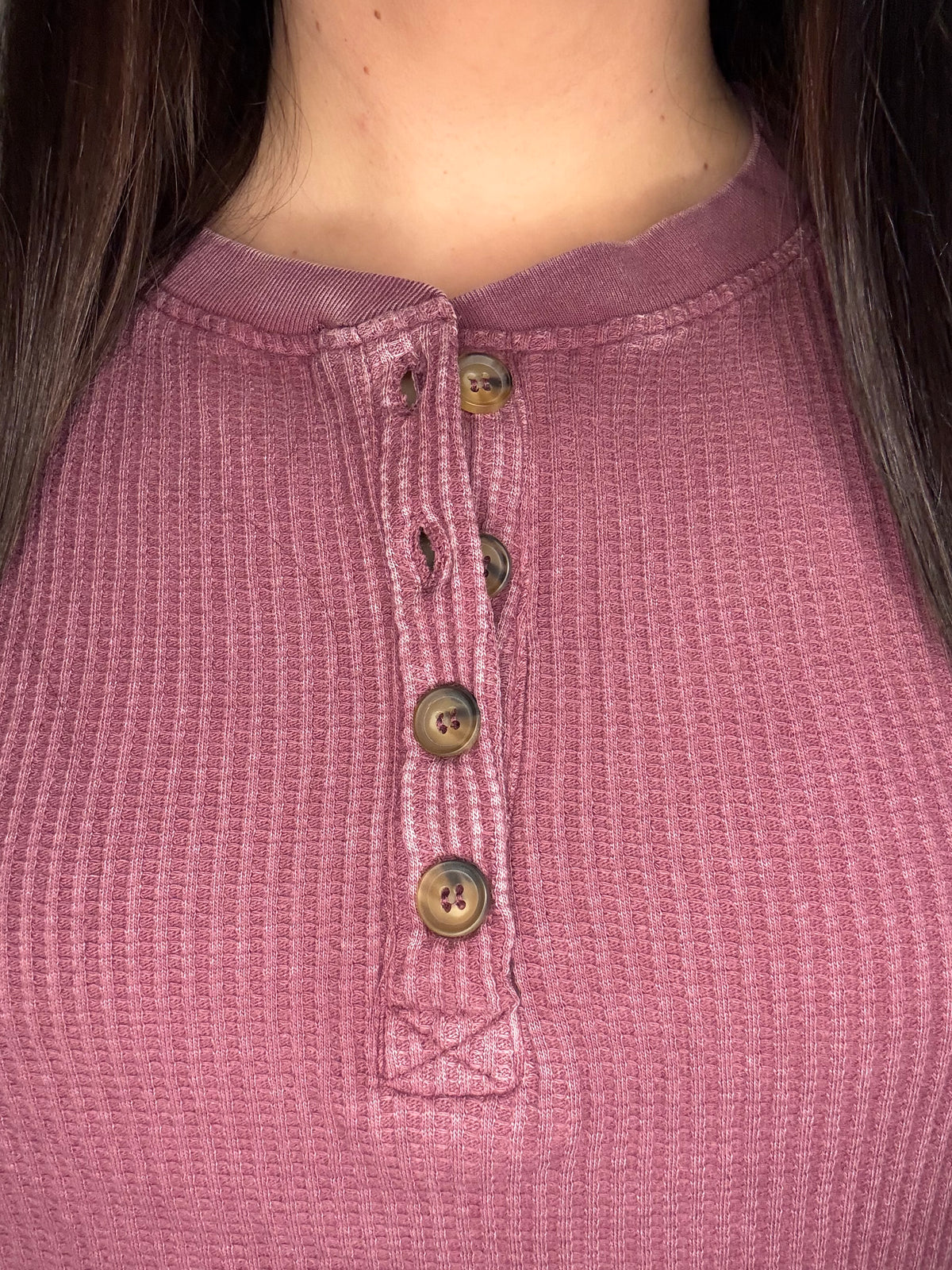 Mineral Wash Waffle Knit Henley Top