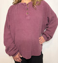 Mineral Wash Waffle Knit Henley Top
