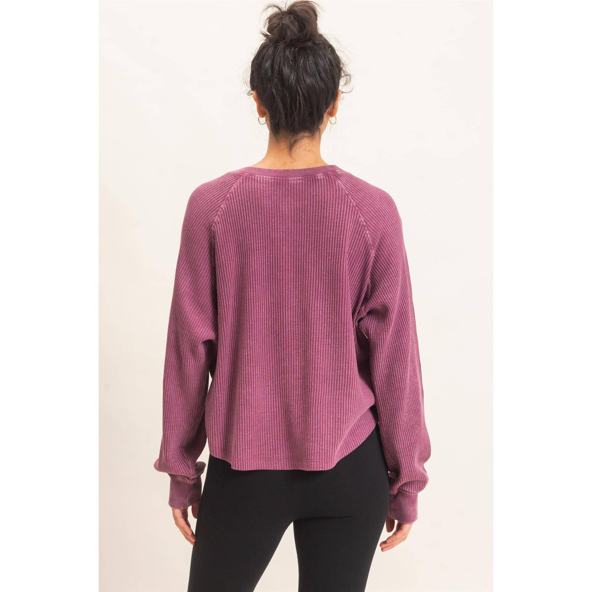 Mineral Wash Waffle Knit Henley Top